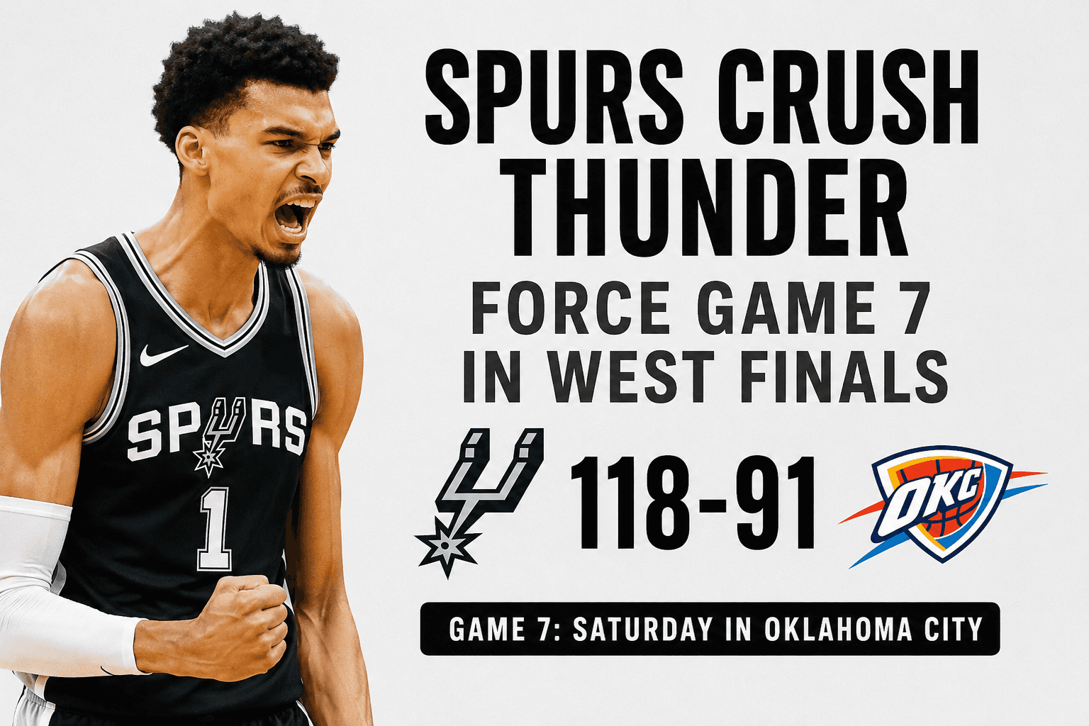 Spurs Crush Thunder to Force Game 7 in West Finals