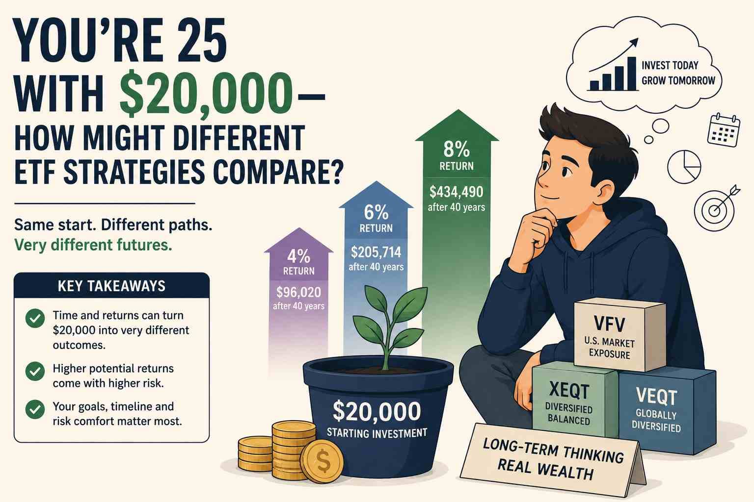 What $20,000 Invested in ETFs Could Become by Age 65